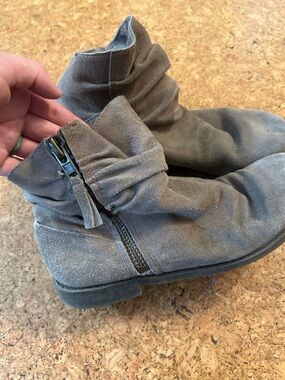 Nine West Gray Suede Slouch Ankle Booties with Side Zip